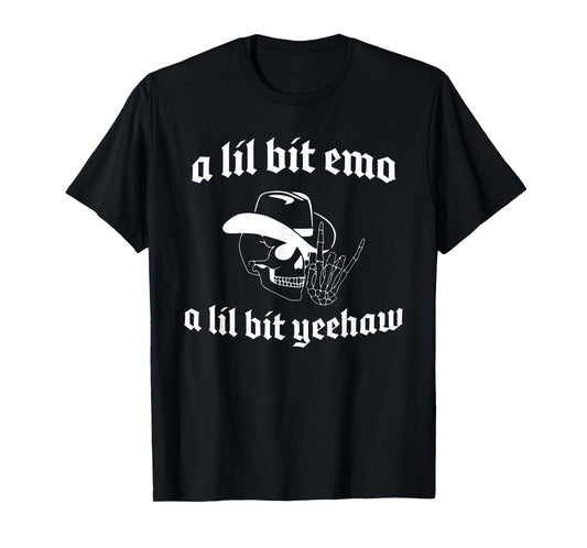 A Lil Bit Emo A Lil Bit Yeehaw Skeleton Howdy Western T-Shirt