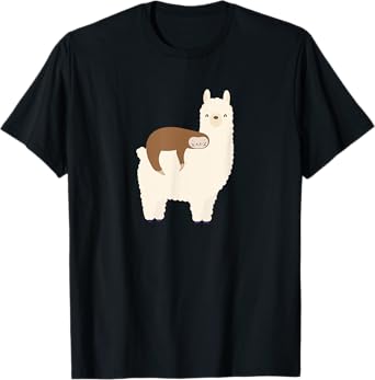 Lazy Sloth Riding Llama Funny Graphic for Women for Girls T-Shirt