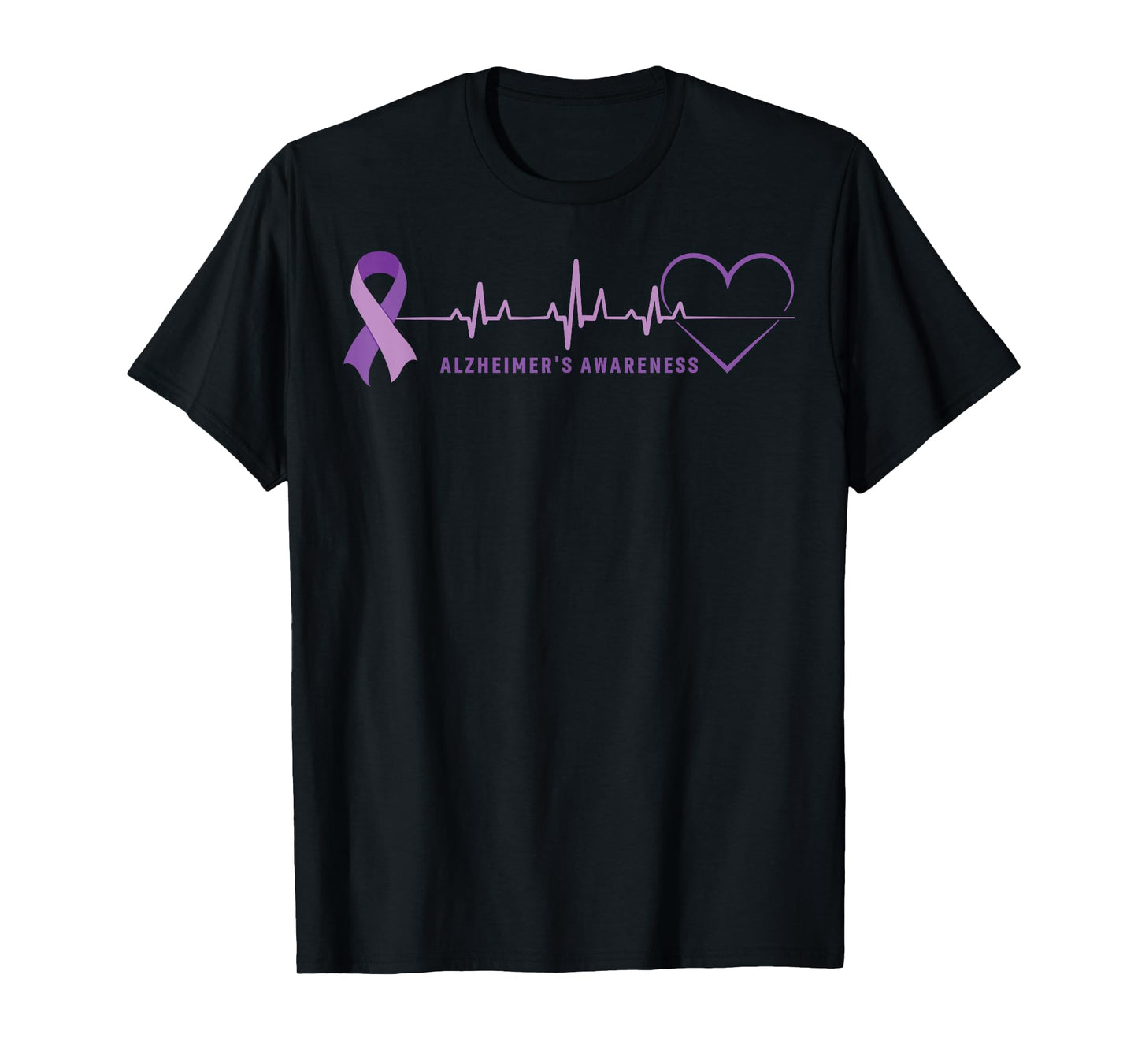 Alzheimer Disease Awareness Wear Alzheimer Ribbon Heartbeat T-Shirt