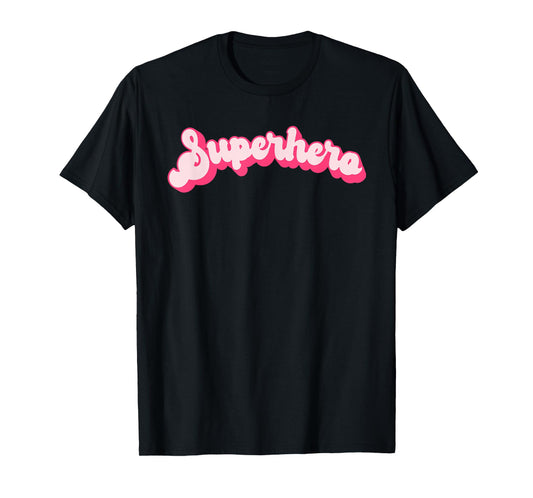 Superhero - Cute Pink Vintage Retro Halloween Super Hero T-Shirt