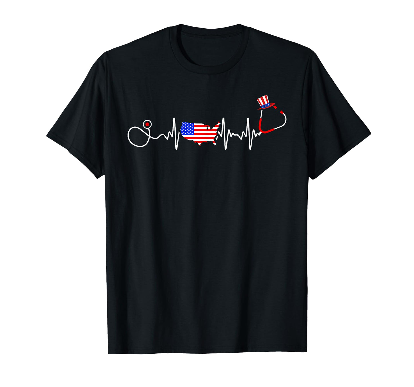 American Nurse 4th Of July USA Flag Map Patriotic RN Nursing T-Shirt