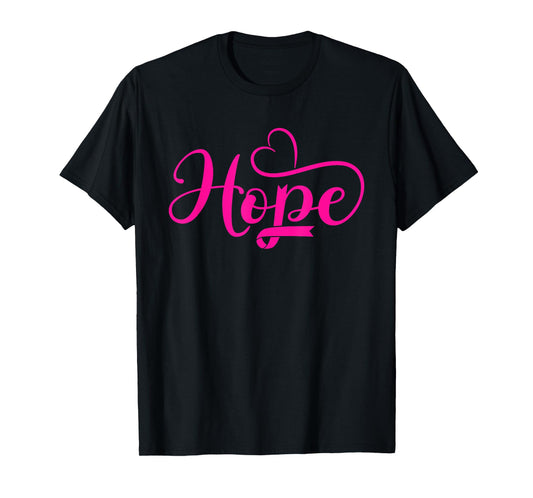 Hope Cancer Warrior Pink Heart Ribbon with T-Shirt