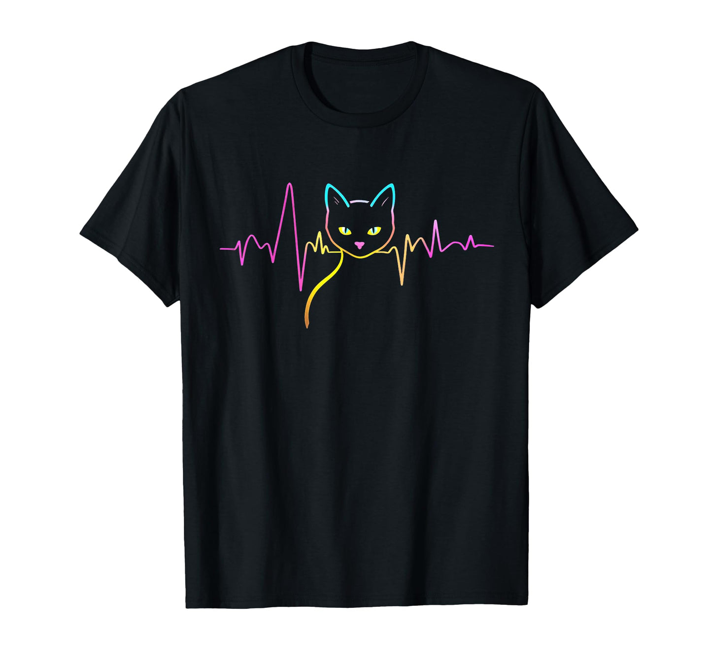 Heartbeat Cat Lover Cute Cat Owner Animal Silhouette Art ECG T-Shirt