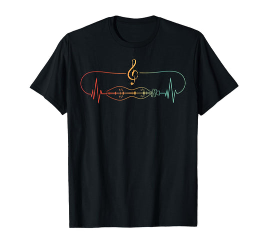 Dulcimer Heartbeat String Instrument Appalachian Music T-Shirt