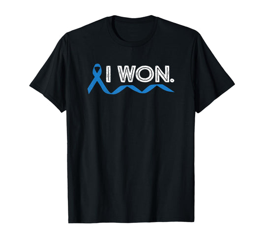 Colon Cancer I Won Blue Ribbon Awareness Warrior Survivor T-Shirt