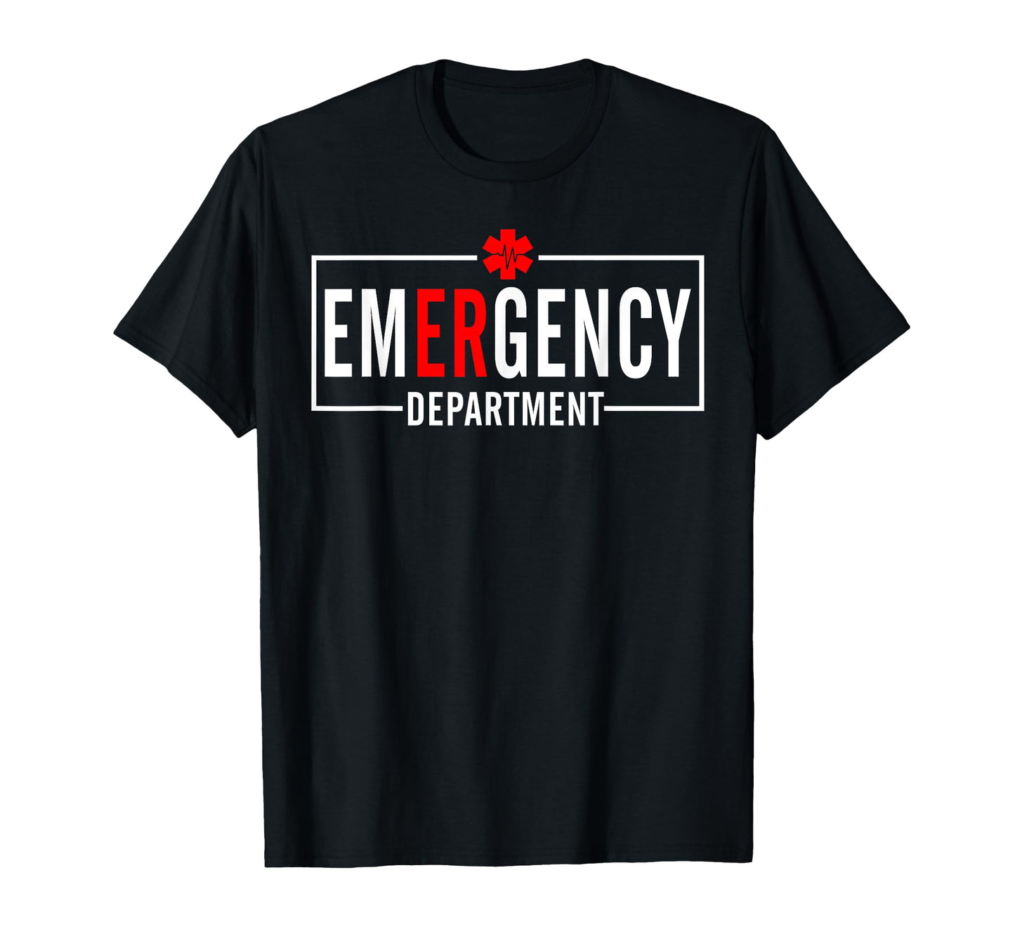 Emergency Room ER RN Nurse Department Healthcare Nursing T-Shirt, Unisex-Adults, Short Sleeve, T-Shirt, Black, Small