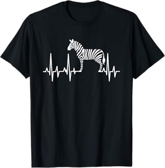 Zebra Heartbeat Funny Striped Black White Animal Lover Gift T-Shirt