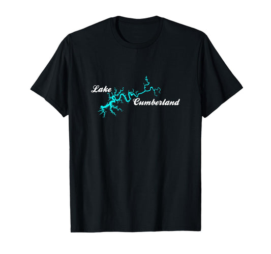 Designed by GeoGearCo Lake Cumberland, Kentucky T-Shirt - Black, Small, Unisex-Adults/Kids, Short Sleeve, Classic Fit, Cotton 65% Polyester 35%