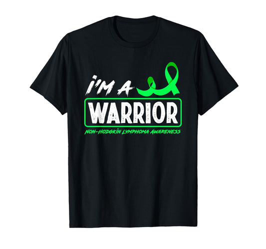 Non-Hodgkin Lymphoma Awareness Apparel & Gifts I'm A Non-Hodgkin Lymphoma Warrior T-Shirt - Black, Unisex-Adults, Short Sleeve, Classic Fit, Crew Neck, Cotton 60% Polyester 40%