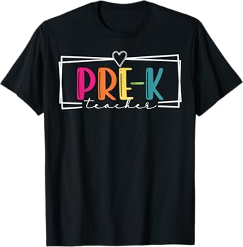 Pre-K Teacher Leopard Boho Rainbow Back To School Pre-K Crew T-Shirt
