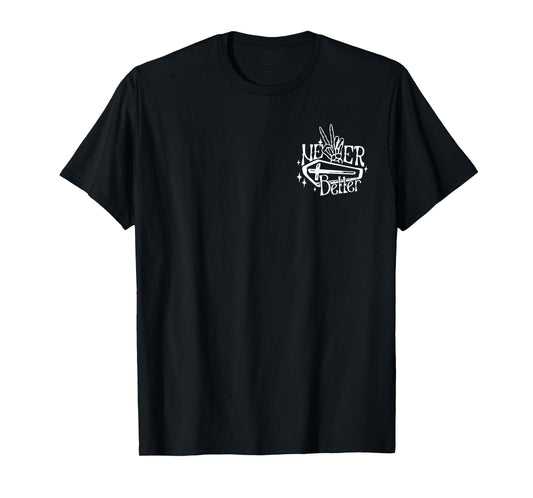 2 Side Never Better Skeleton Messy Bun Drinking Coffee Women T-Shirt