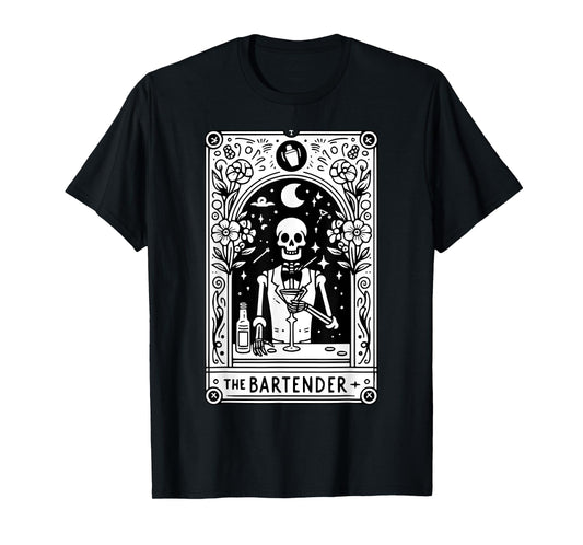 Bartender Tarot Card Skeleton Cocktail Witchy Vibes Alcohol T-Shirt