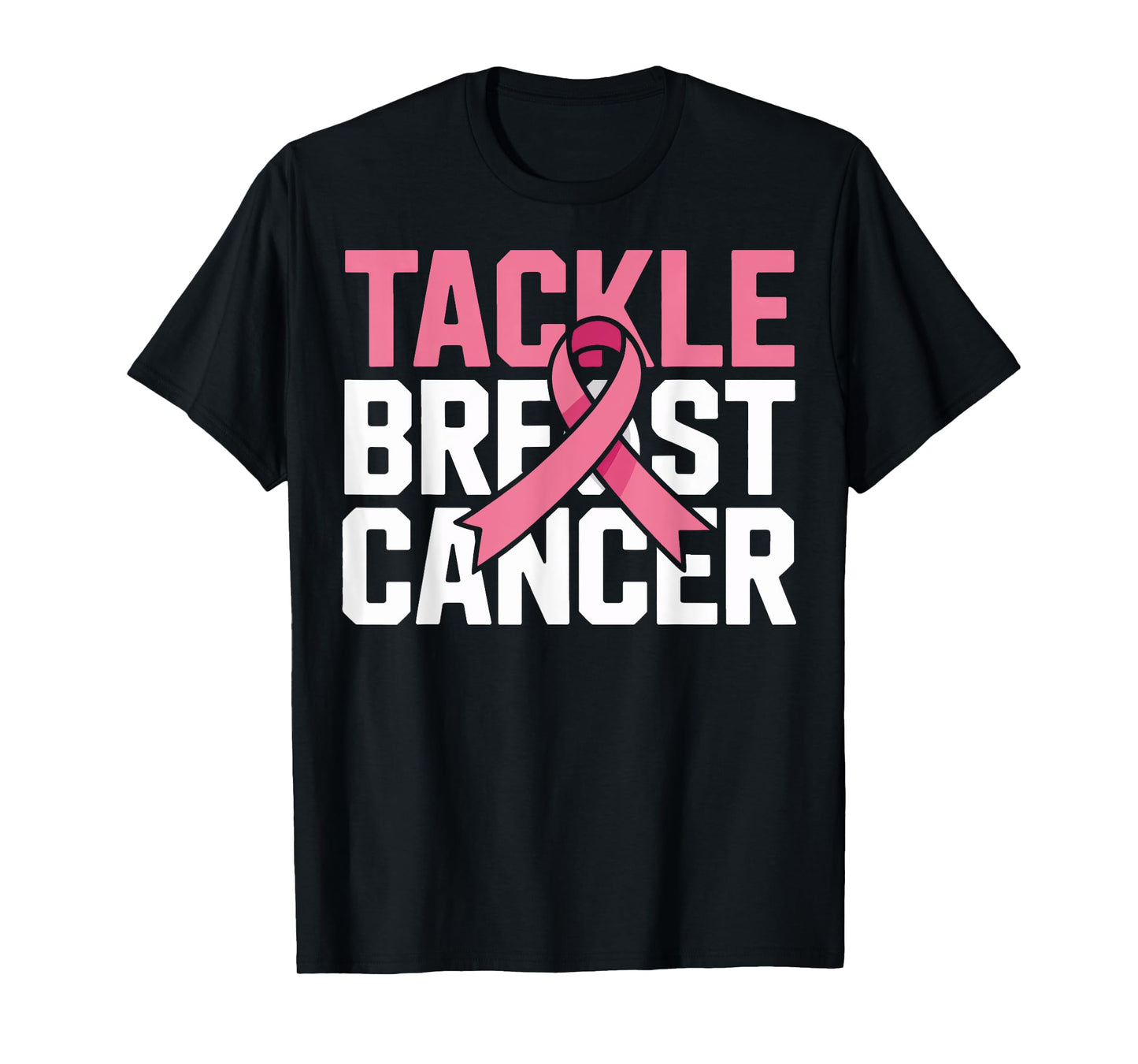 Tackle Breast Cancer Support Pink Ribbon Football Squad T-Shirt