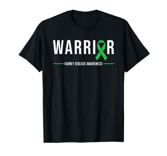 Kidney Disease Awareness Warrior Recovery Green Ribbon T-Shirt