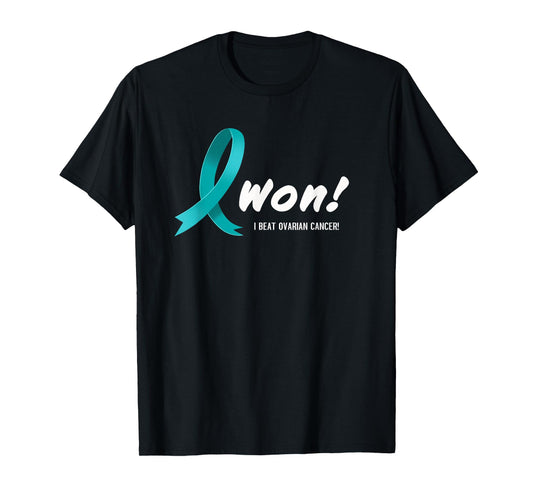 I Beat Ovarian Cancer, I Won! Teal Ribbon For Survivors T-Shirt