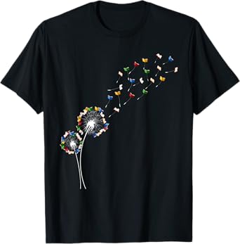 Book Lovers Cute Dandelion With Books Image T-Shirt