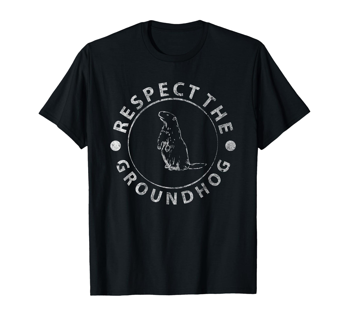 Funny Groundhog Squad Respect The Groundhog Happy Groundhog Day 2025 Unisex-Adults & Kids T-Shirt, Black, Small, Short Sleeve