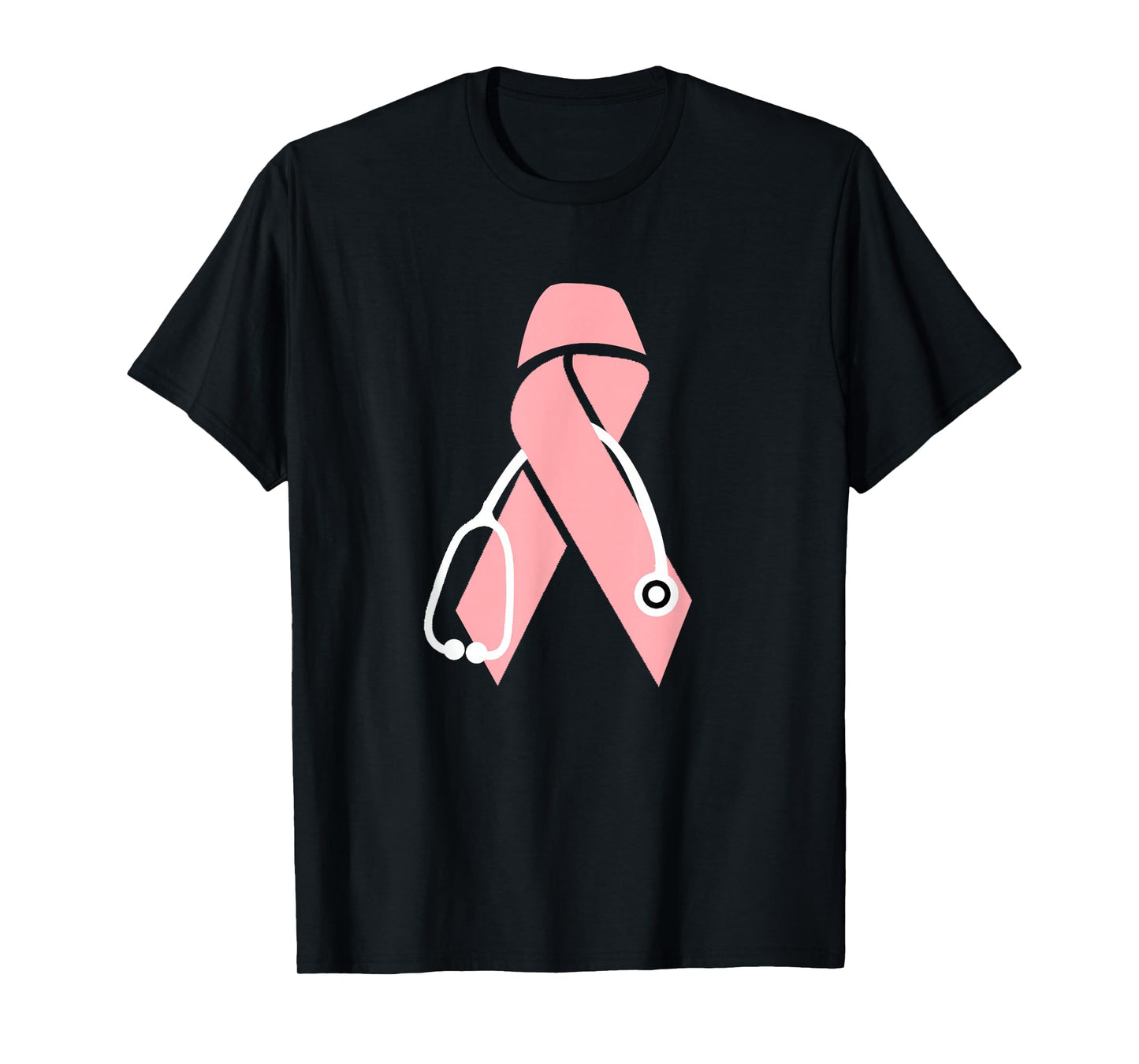 Breast Cancer Awareness Scrub Top Stethoscope Pink Ribbon T-Shirt