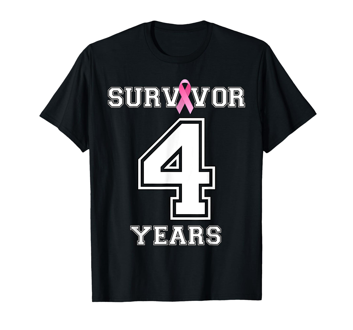 4 Years Breast Cancer Survivor Gifts For Women Pink Ribbon T-Shirt