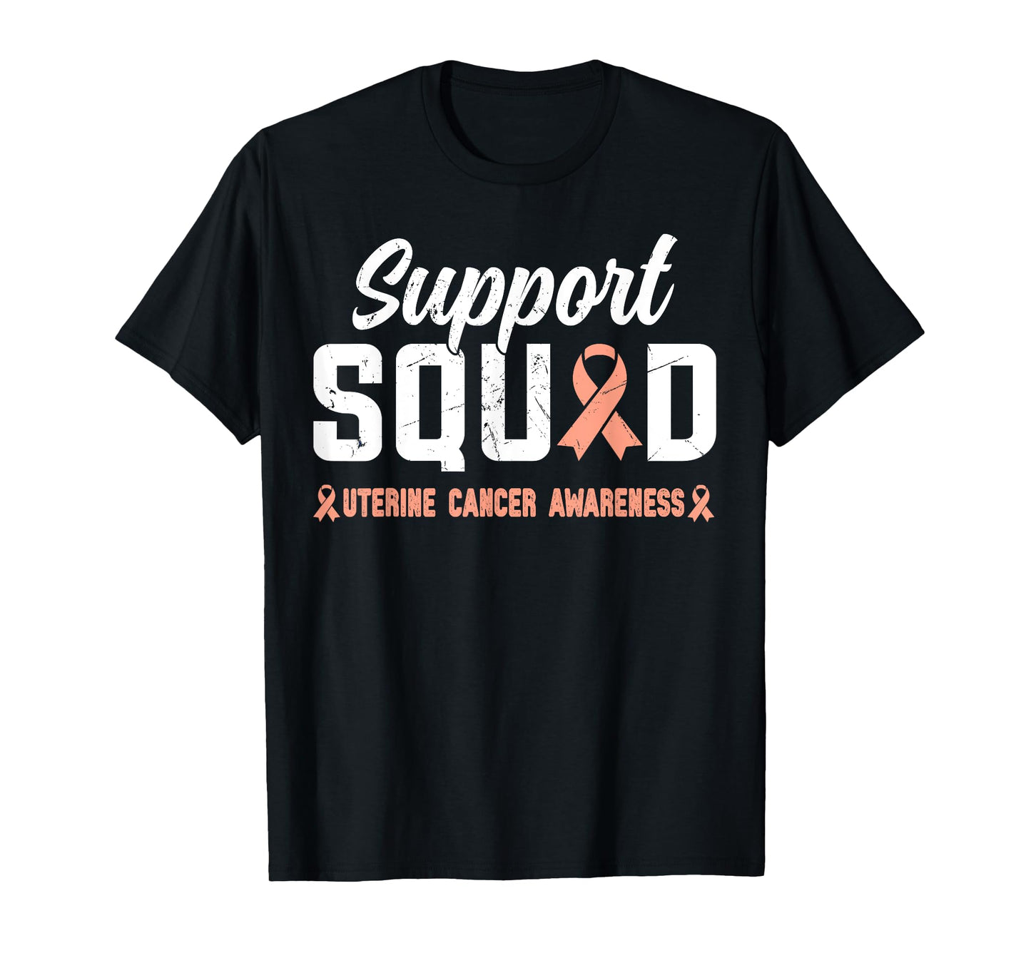 Support Squad Uterine Cancer Awareness Peach Ribbon T-Shirt