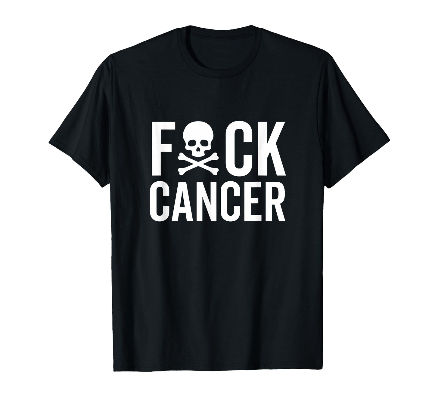 Fuck Cancer Skull and Crossbones Skeleton Breast Awareness T-Shirt