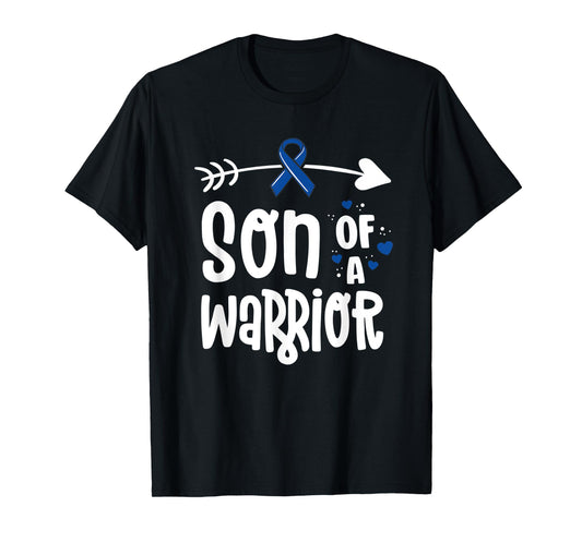 Colon Cancer Awareness Blue Dad Husband Fighter Warrior T-Shirt