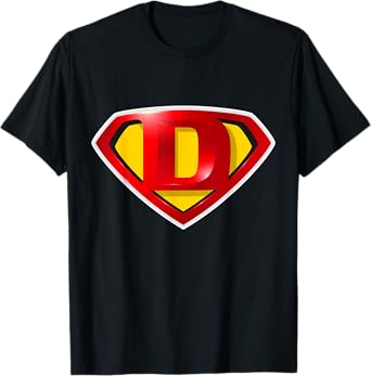 Super D Hero Alphabet Cute Initial Monogram Letter D Logo T-Shirt