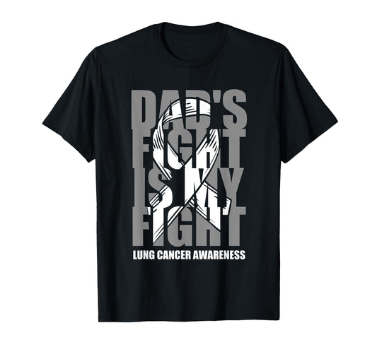Lung Cancer Awareness White Ribbon November Dad's Fight Gift T-Shirt