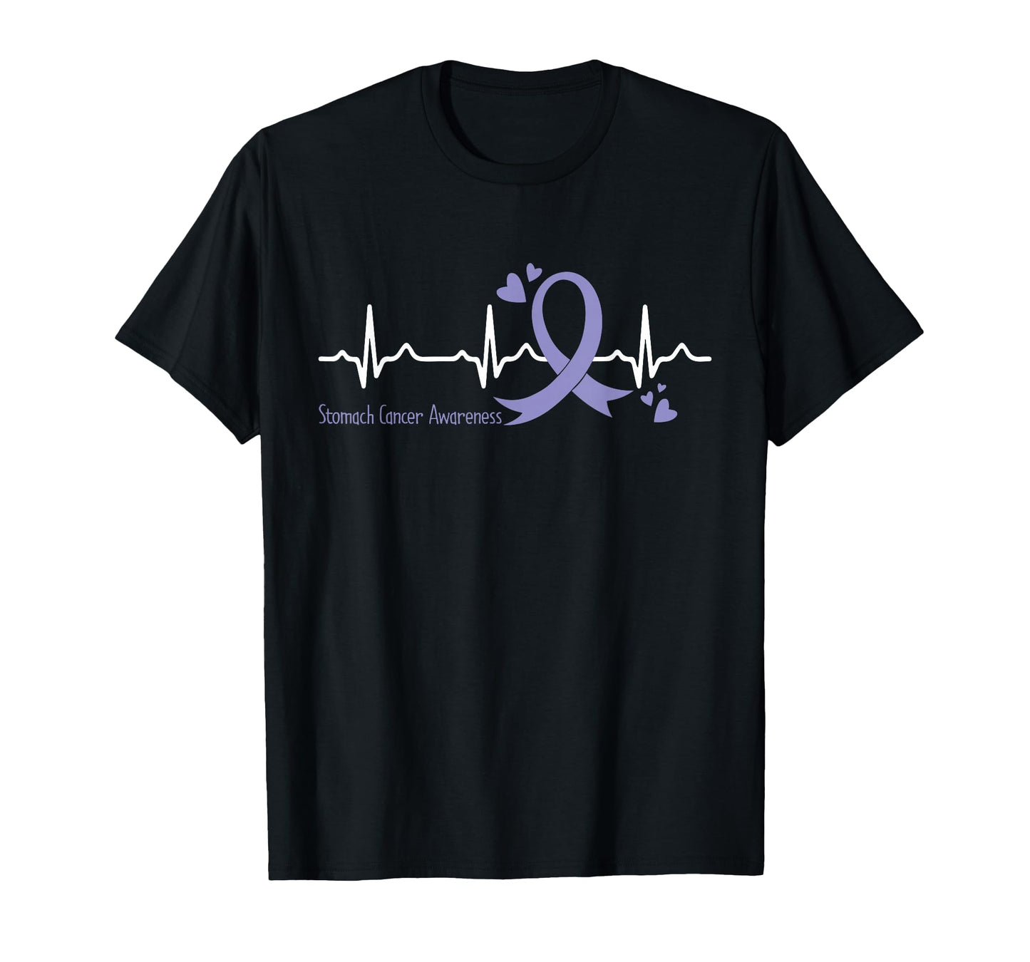 Heartbeat Periwinkle Blue Ribbon Stomach Cancer Awareness T-Shirt