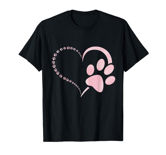 Light pink watercolor Dog paw print heart paws dog lovers T-Shirt