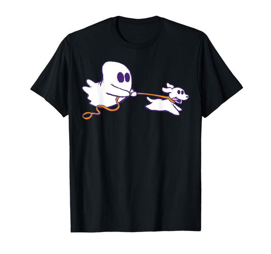 Cute Ghost Dog Walker Graphic Halloween Costume T-Shirt