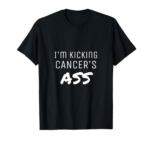 Cancer Sucks Clothing I'm Kicking Cancer's Ass Motivational T-Shirt - Women's Black Small Classic Fit Crew Neck Short Sleeve