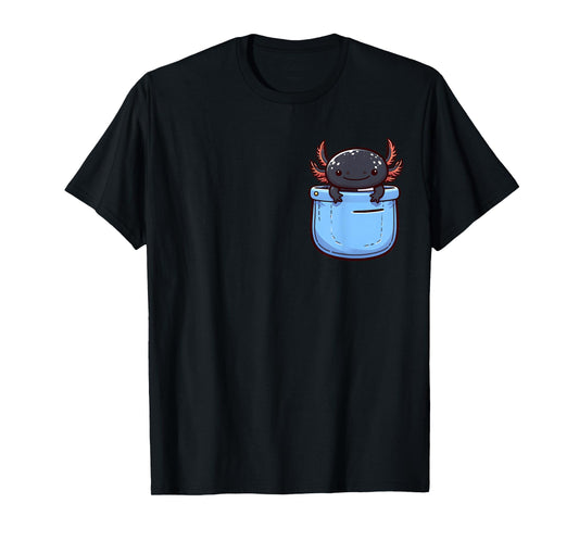 Cute Axolotl in Pocket for Kids, Boys, Girls, Women T-Shirt