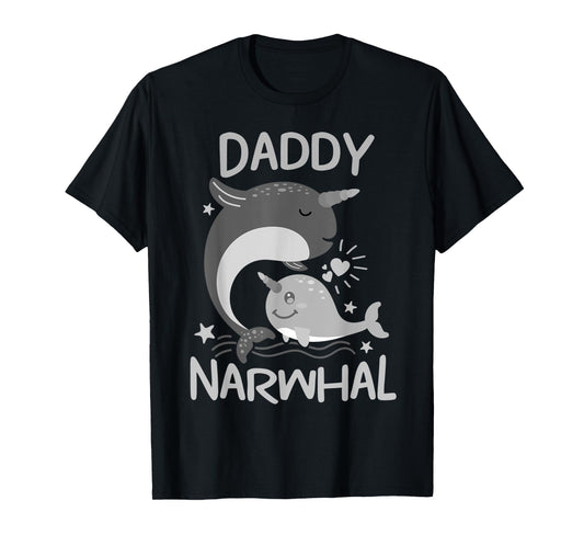 Cute Narwhal Daddy Funny Dad Whale Lover Ocean Gift For Men T-Shirt