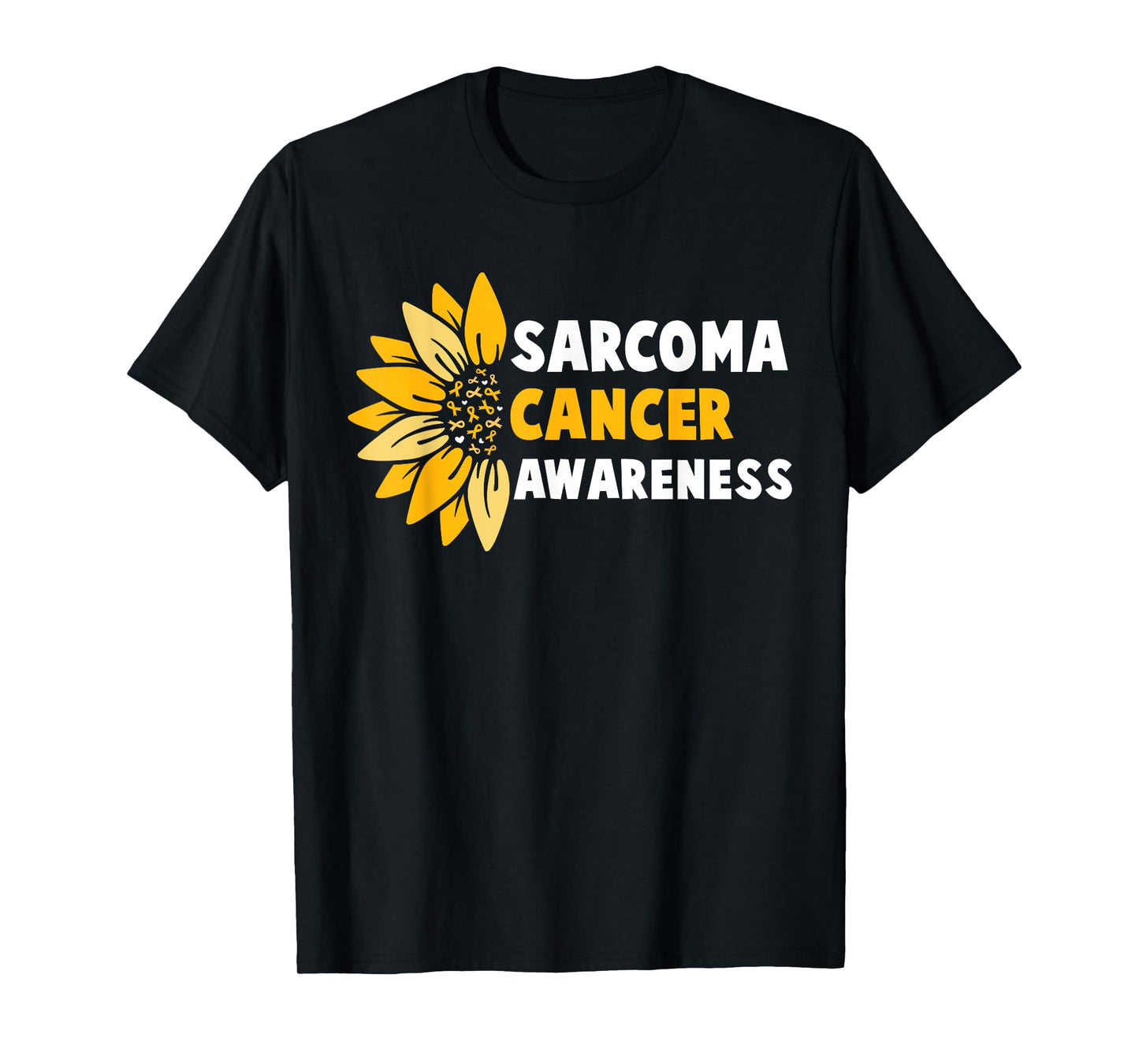 Sarcoma Cancer Awareness Yellow Ribbon Sunflower Warrior T-Shirt