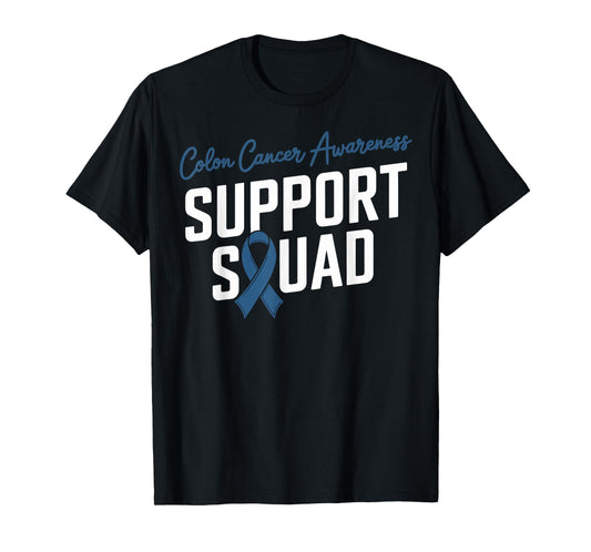 Dark Blue Ribbon Support Squad for Colon cancer Awareness T-Shirt
