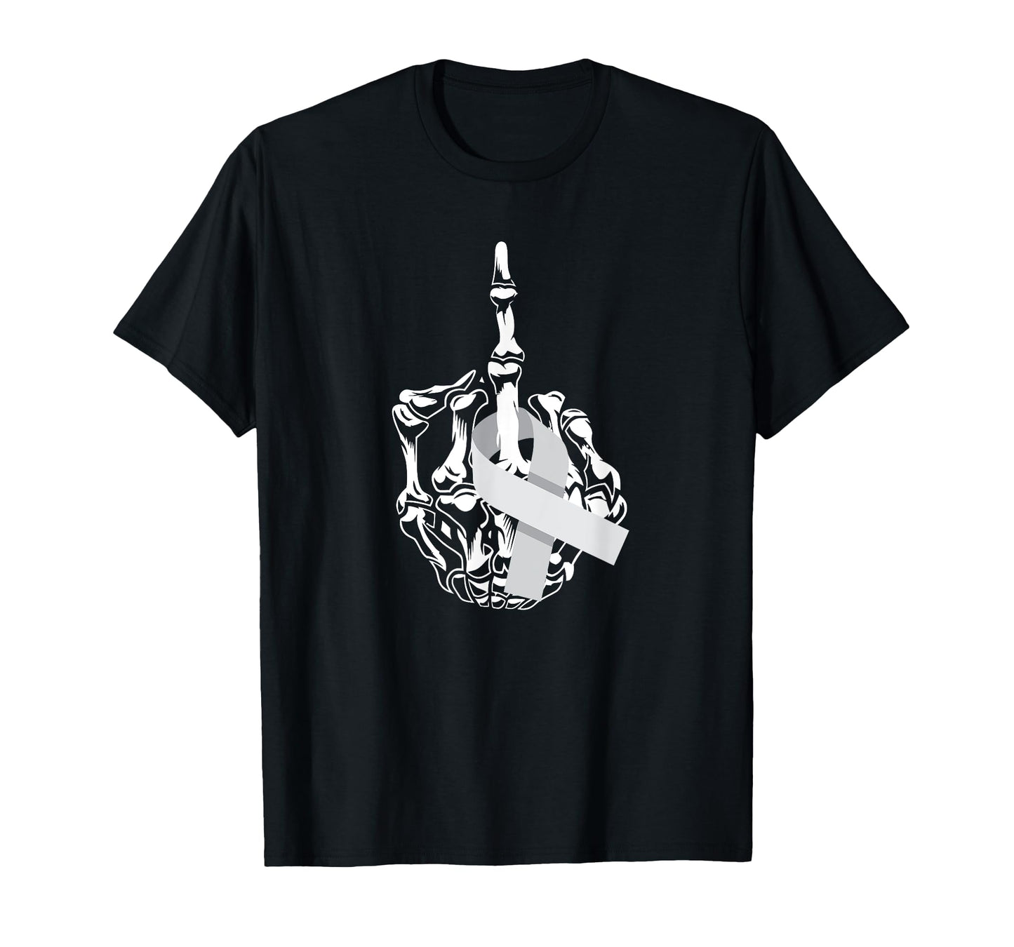 Fuck Brain Cancer Middle Finger Grey Ribbon Brain Cancer T-Shirt