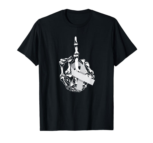 Fuck Brain Cancer Middle Finger Grey Ribbon Brain Cancer T-Shirt