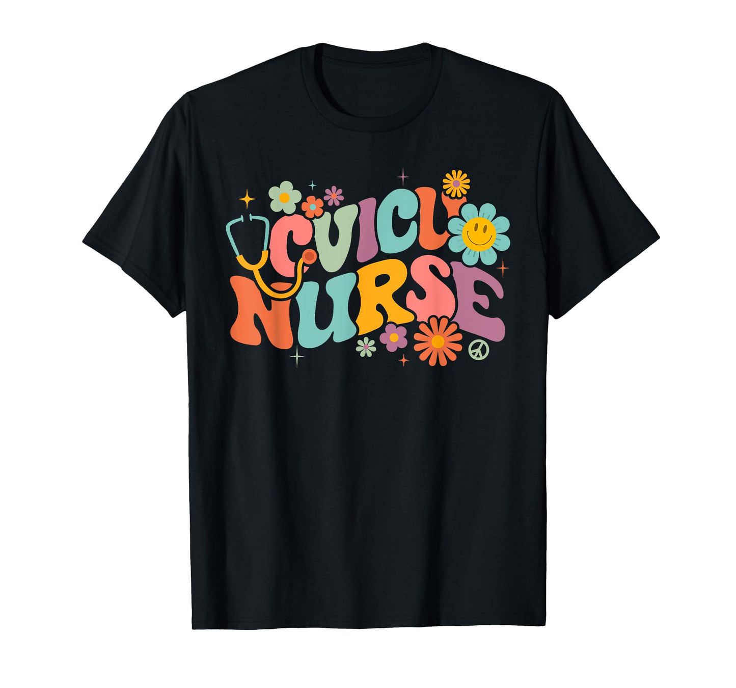 Retro Groovy CVICU Nurse Cardiovascular Intensive Care Unit T-Shirt