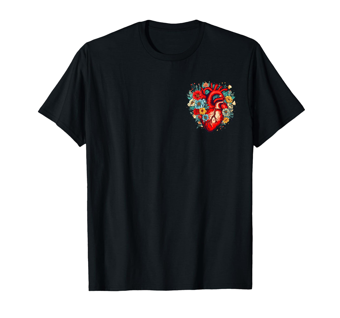 Floral Anatomical Heart for Nurses and Healthcare Workers T-Shirt