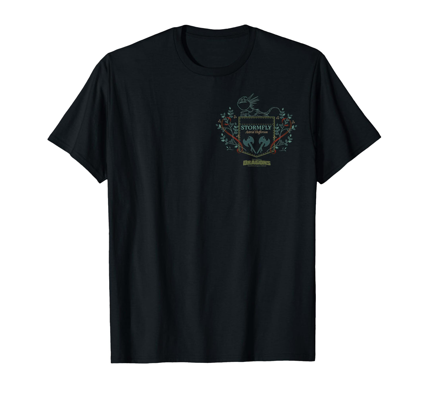 Dreamworks Dragons Stormfly & Astrid Floral Faux Pocket T-Shirt