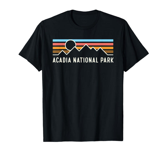 Acadia National Park Retro Mountain Lines camping souvenir T-Shirt