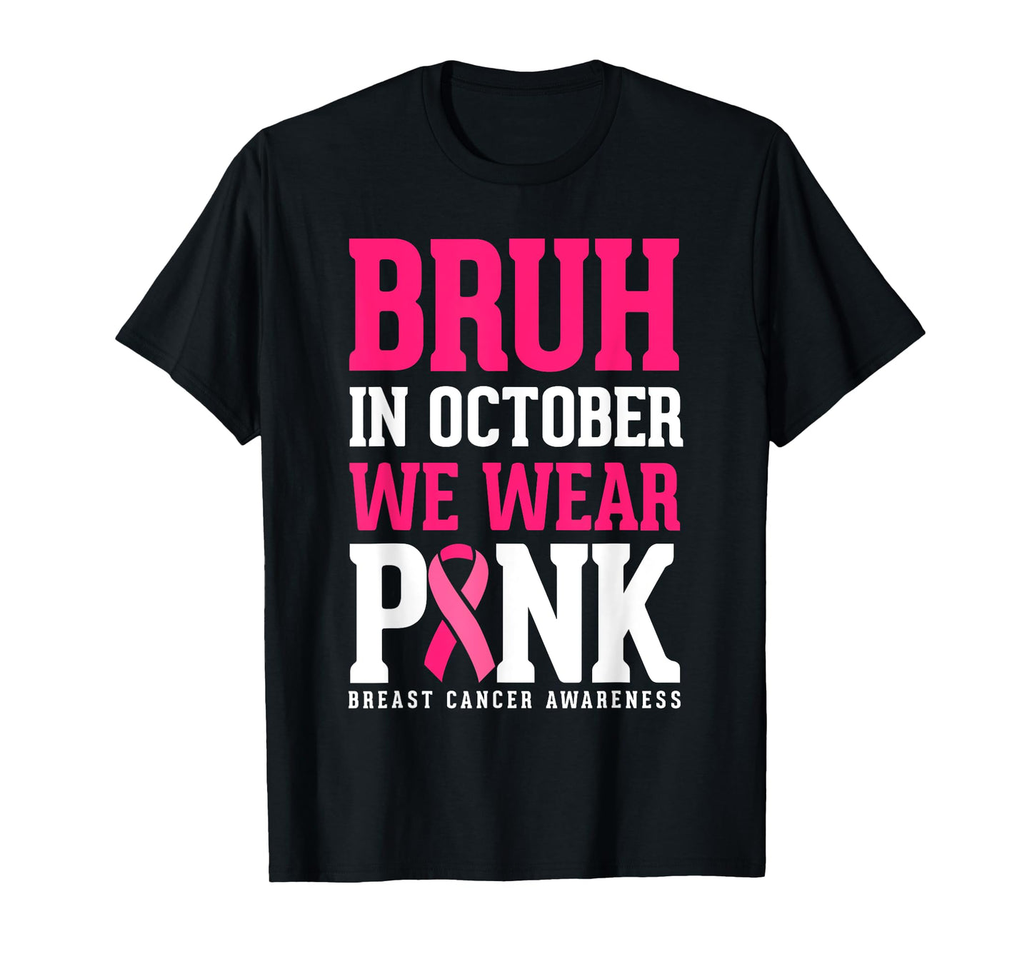 Bruh Kids Boys In October Wear Pink Ribbon Breast Cancer T-Shirt