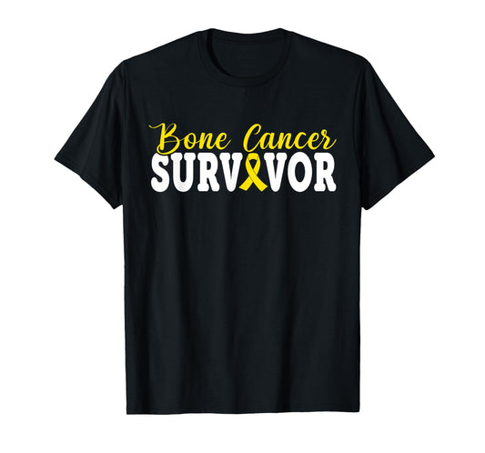 Bone Cancer Survivor Yellow Rebbon Sarcoma Cancer Awareness T-Shirt