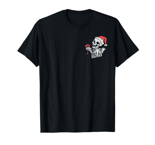 (2 Sided) Skeleton Full of Holiday Spirit Christmas T-Shirt