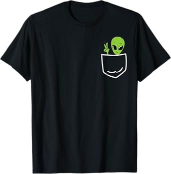 Alien Peace Pocket Ufo Extraterrestrial Space Men Women Kids T-Shirt