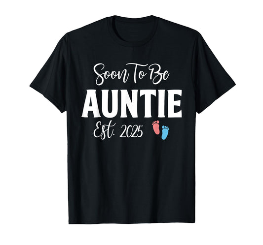 Soon To Be Auntie Est 2025 Cute Pregnancy Announcement Gifts T-Shirt