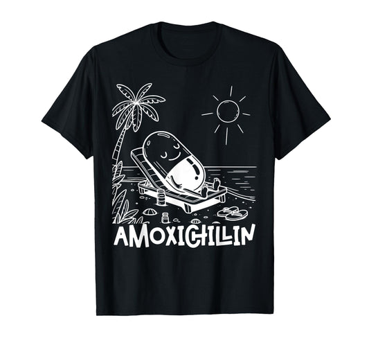 Amoxichillin Funny Pill Beach Vacation Pharmacy Technician T-Shirt