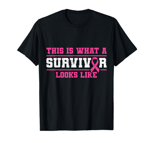 Breast Cancer Awareness Month This Is What Survivor Looks Like Pink Ribbon T-Shirt