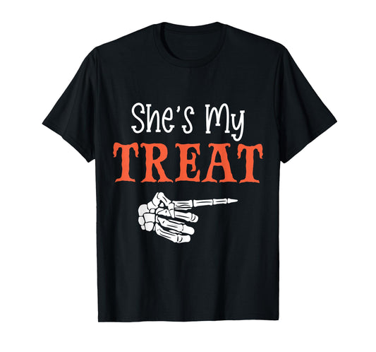 She's My Treat Funny Halloween Matching Couple Boyfriend T-Shirt